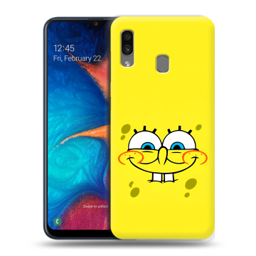 Силиконовый чехол на Samsung Galaxy A20 с принтом спанчбоб спанч боб