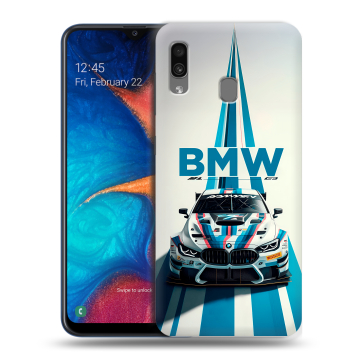 Силиконовый чехол на Samsung Galaxy A20 с принтом БМВ BMW