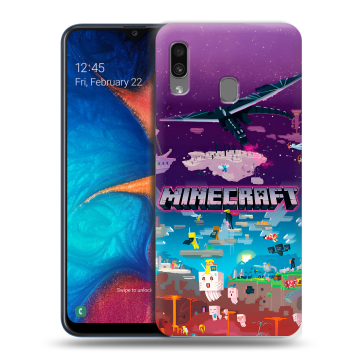 Силиконовый чехол на Samsung Galaxy A20 с принтом Майнкрафт Minecraft