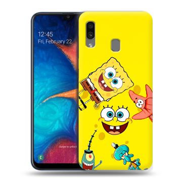 Силиконовый чехол на Samsung Galaxy A20 с принтом Спанч боб Спанчбоб