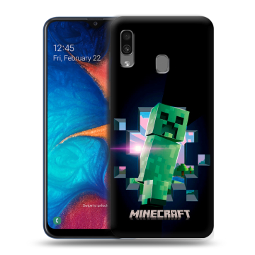 Силиконовый чехол на Samsung Galaxy A20 с принтом Майнкрафт Minecraft