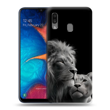 Силиконовый чехол на Samsung Galaxy A20 с принтом Лев кошки Силиконовый чехол на Samsung Galaxy A20 с принтом Лев кошки