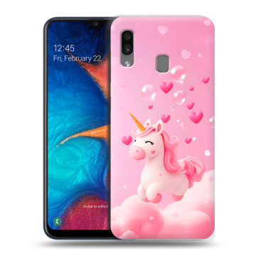 Силиконовый чехол на Samsung Galaxy A20 с принтом Единорог