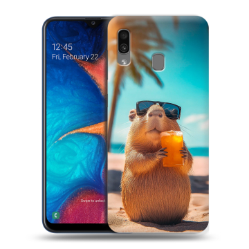 Силиконовый чехол на Samsung Galaxy A20 с принтом Капибара