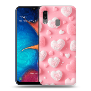 Силиконовый чехол на Samsung Galaxy A20 с принтом Сердечки