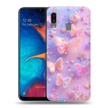 Силиконовый чехол на Samsung Galaxy A20 с принтом Бабочки