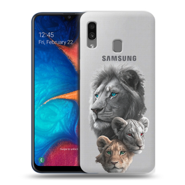 Силиконовый чехол на Samsung Galaxy A20 с принтом Львы Силиконовый чехол на Samsung Galaxy A20 с принтом Львы