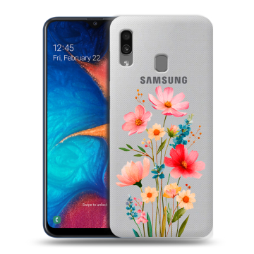 Силиконовый чехол на Samsung Galaxy A20 с принтом Цветы Силиконовый чехол на Samsung Galaxy A20 с принтом Цветы