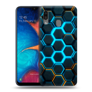 Силиконовый чехол на Samsung Galaxy A20 с принтом Неоновые соты Силиконовый чехол на Samsung Galaxy A20 с принтом Неоновые соты
