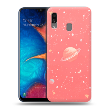 Силиконовый чехол на Samsung Galaxy A20 с принтом Розовый космос Силиконовый чехол на Samsung Galaxy A20 с принтом Розовый космос