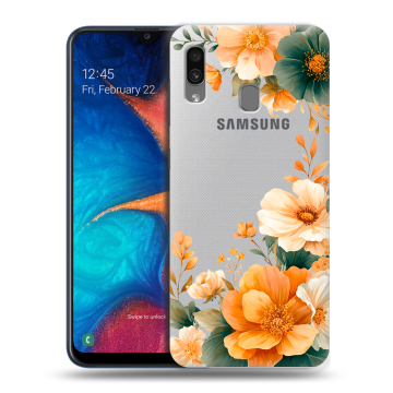 Силиконовый чехол на Samsung Galaxy A20 с принтом Цветы принт Силиконовый чехол на Samsung Galaxy A20 с принтом Цветы принт