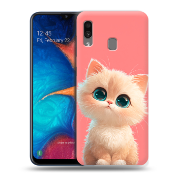 Силиконовый чехол на Samsung Galaxy A20 с принтом Розовый котенок Силиконовый чехол на Samsung Galaxy A20 с принтом Розовый котенок