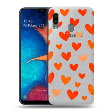Силиконовый чехол на Samsung Galaxy A20 с принтом Сердечки Силиконовый чехол на Samsung Galaxy A20 с принтом Сердечки