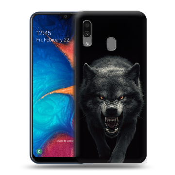Силиконовый чехол на Samsung Galaxy A20 с принтом Волк