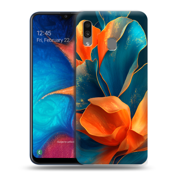 Силиконовый чехол на Samsung Galaxy A20 с принтом Цветы Силиконовый чехол на Samsung Galaxy A20 с принтом Цветы
