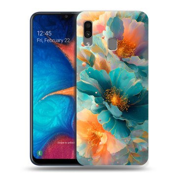 Силиконовый чехол на Samsung Galaxy A20 с принтом Цветы Силиконовый чехол на Samsung Galaxy A20 с принтом Цветы