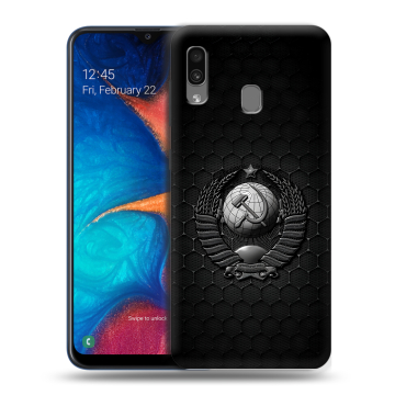 Силиконовый чехол на Samsung Galaxy A20 с принтом Герб Флаг СССР