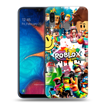Силиконовый чехол на Samsung Galaxy A20 с принтом Roblox Роблокс