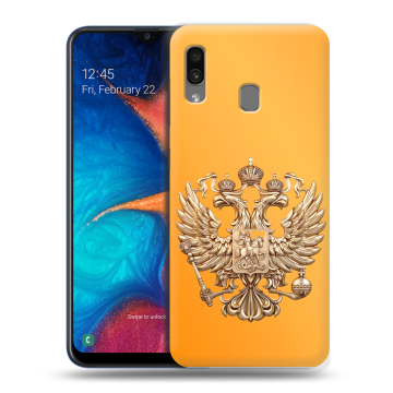 Силиконовый чехол на Samsung Galaxy A20 с принтом Герб Флаг России Силиконовый чехол на Samsung Galaxy A20 с принтом Герб Флаг России