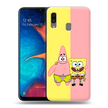 Силиконовый чехол на Samsung Galaxy A20 с принтом Спанч боб Спанчбоб