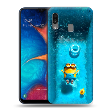 Силиконовый чехол на Samsung Galaxy A20 с принтом Миньоны