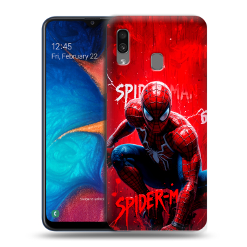 Силиконовый чехол на Samsung Galaxy A20 с принтом Spiderman Человек паук