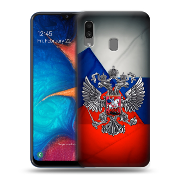 Силиконовый чехол на Samsung Galaxy A20 с принтом Флаг России