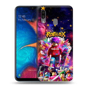 Силиконовый чехол на Samsung Galaxy A20 с принтом Roblox Роблокс