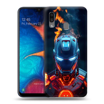 Силиконовый чехол на Samsung Galaxy A20 с принтом IronMan Железный человек