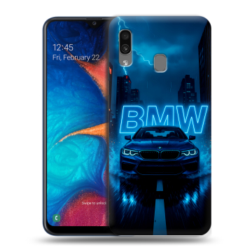 Силиконовый чехол на Samsung Galaxy A20 с принтом BMW БМВ