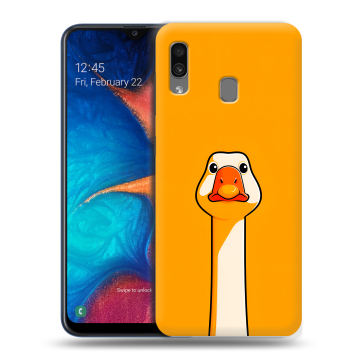 Силиконовый чехол на Samsung Galaxy A20 с принтом Смешная утка Силиконовый чехол на Samsung Galaxy A20 с принтом Смешная утка