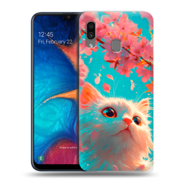 Силиконовый чехол на Samsung Galaxy A20 с принтом Красивый кот Силиконовый чехол на Samsung Galaxy A20 с принтом Красивый кот