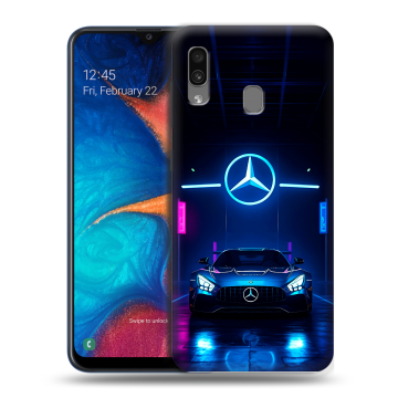 Силиконовый чехол на Samsung Galaxy A20 с принтом Mercedes Мерседес