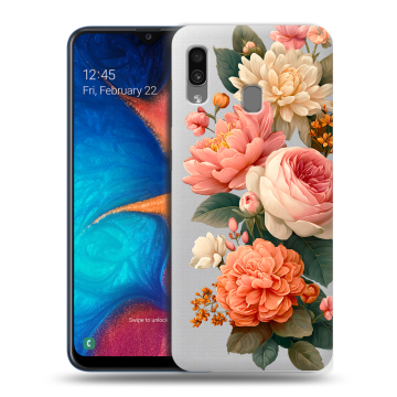 Силиконовый чехол на Samsung Galaxy A20 с принтом цветы Силиконовый чехол на Samsung Galaxy A20 с принтом цветы