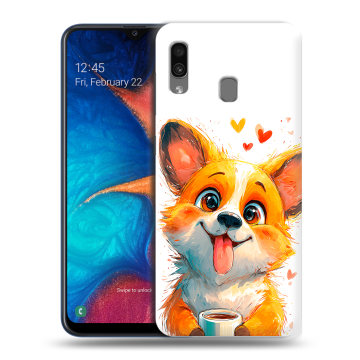 Силиконовый чехол на Samsung Galaxy A20 с принтом корги Силиконовый чехол на Samsung Galaxy A20 с принтом корги