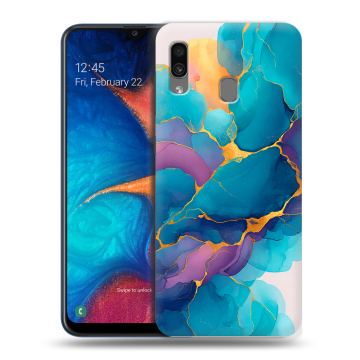 Силиконовый чехол на Samsung Galaxy A20 с принтом Мрамор блестки Силиконовый чехол на Samsung Galaxy A20 с принтом Мрамор блестки