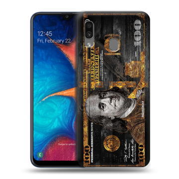 Силиконовый чехол на Samsung Galaxy A20 с принтом Доллар деньги