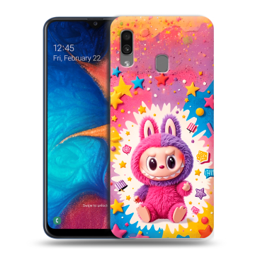 Силиконовый чехол на Samsung Galaxy A20 с принтом Labubu Лабубу