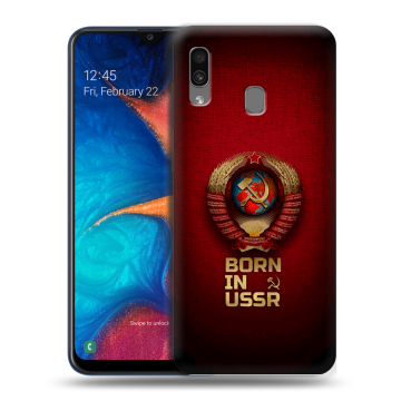 Силиконовый чехол на Samsung Galaxy A20 с принтом Флаг Герб СССР Силиконовый чехол на Samsung Galaxy A20 с принтом Флаг Герб СССР