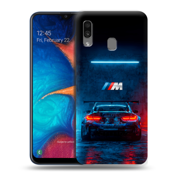 Силиконовый чехол на Samsung Galaxy A20 с принтом BMW БМВ