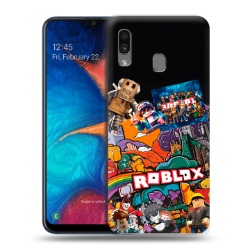 Силиконовый чехол на Samsung Galaxy A20 с принтом Roblox Роблокс