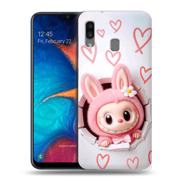 Силиконовый чехол на Samsung Galaxy A20 с принтом Labubu Лабубу