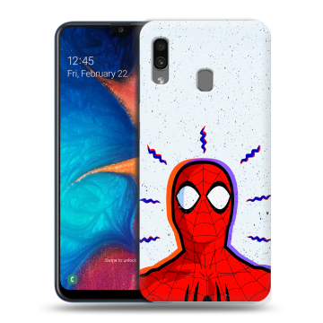 Силиконовый чехол на Samsung Galaxy A20 с принтом Spiderman Человек паук Силиконовый чехол на Samsung Galaxy A20 с принтом Spiderman Человек паук