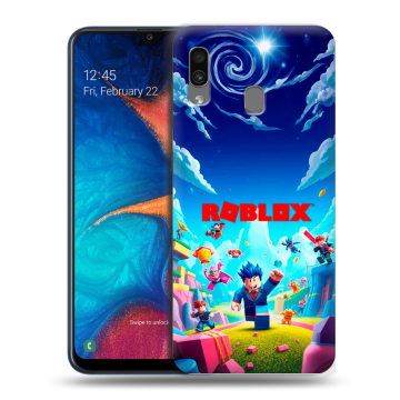 Силиконовый чехол на Samsung Galaxy A20 с принтом Roblox Роблокс