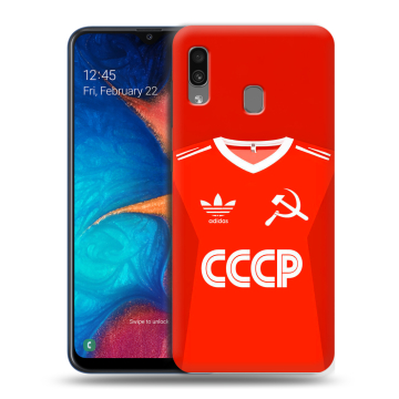 Силиконовый чехол на Samsung Galaxy A20 с принтом Флаг Герб СССР Силиконовый чехол на Samsung Galaxy A20 с принтом Флаг Герб СССР