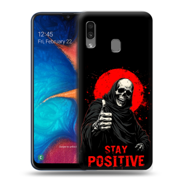 Силиконовый чехол на Samsung Galaxy A20 с принтом смешной скелет Силиконовый чехол на Samsung Galaxy A20 с принтом смешной скелет