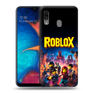 Силиконовый чехол на Samsung Galaxy A20 с принтом Roblox Роблокс