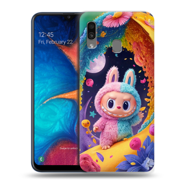 Силиконовый чехол на Samsung Galaxy A20 с принтом Labubu Лабубу