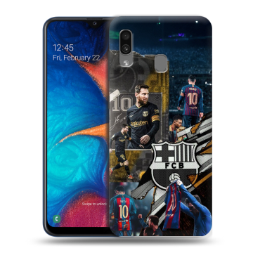 Силиконовый чехол на Samsung Galaxy A20 с принтом Messi Barcelona