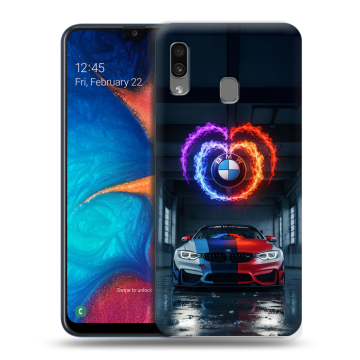 Силиконовый чехол на Samsung Galaxy A20 с принтом BMW БМВ